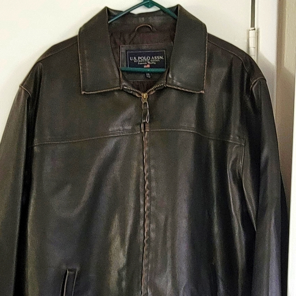 Polo XXL Men's Leather Bomber Jacket